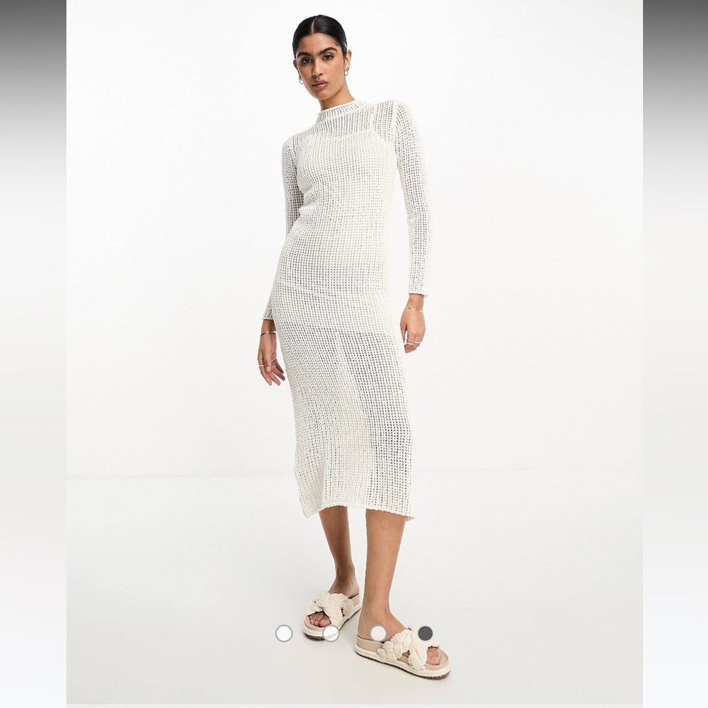 Brand new with tags Mango crochet knitted midi dress in ecru